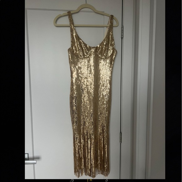 Nadine Merabi Gold Sequins Dress Size Small - Picture 2 of 6